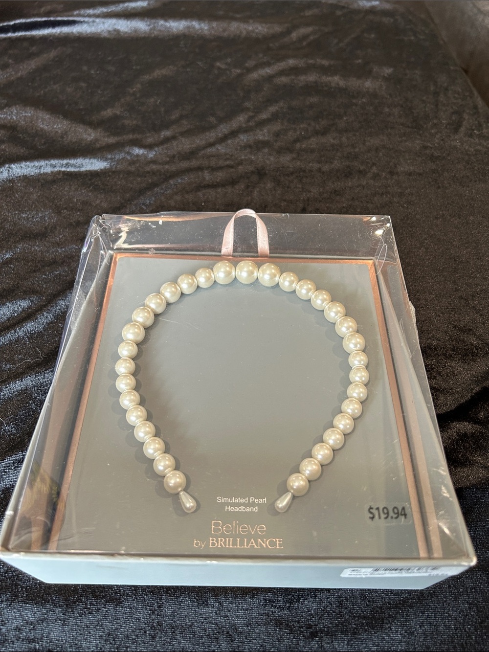 Believe by Brilliance Simulated Pearl Headband - Cream